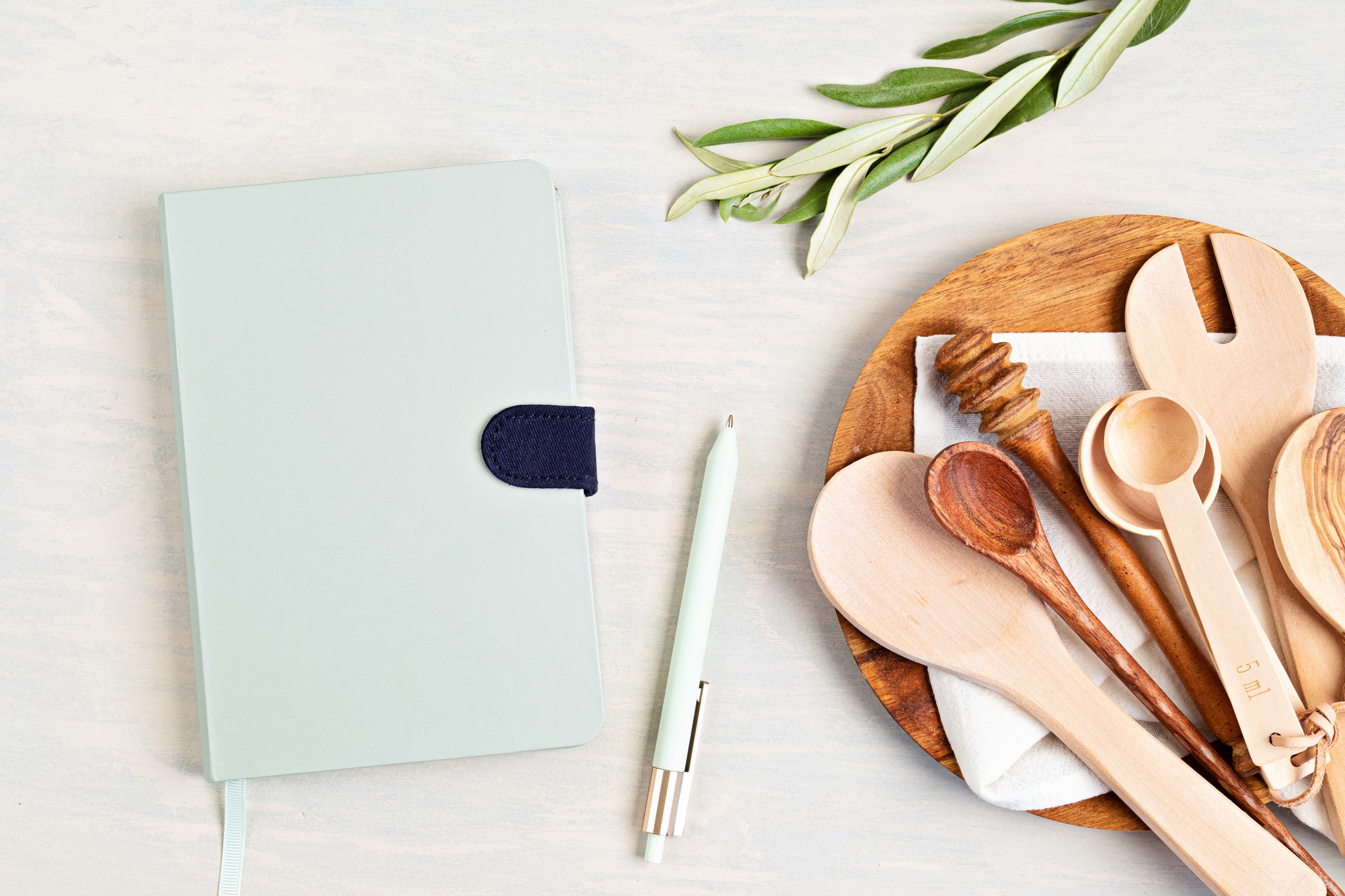 flat lay of recipe cards and utensils